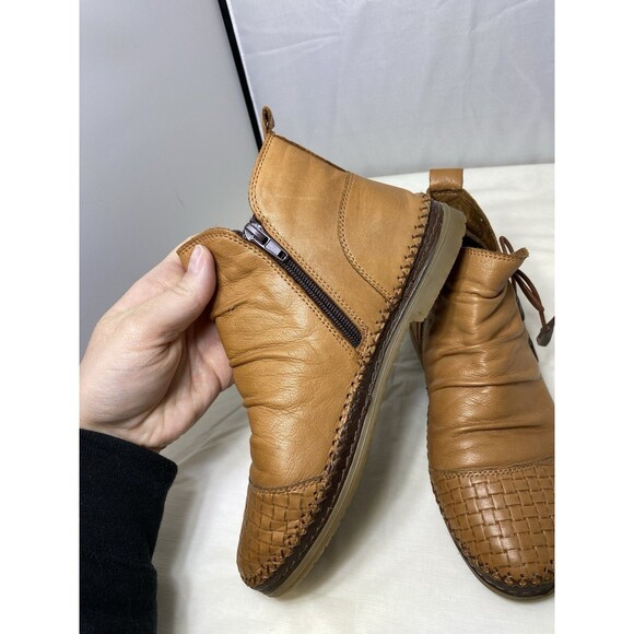 Spring Step Pomeroy Shoes Women's 6 Leather Ankle Booties Flat Moccasin Black - Picture 8 of 11